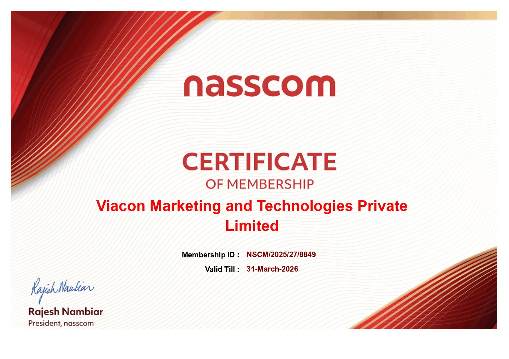 nasscom membership certificate