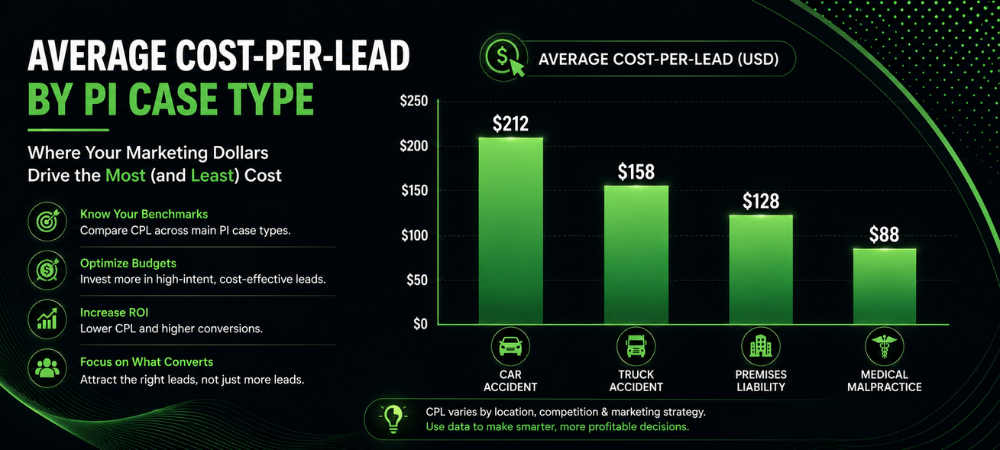 Average Cost per lead By PI Case Type