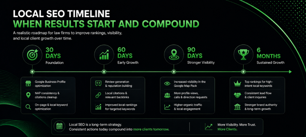 Local SEO timeline - When Results start and compound
