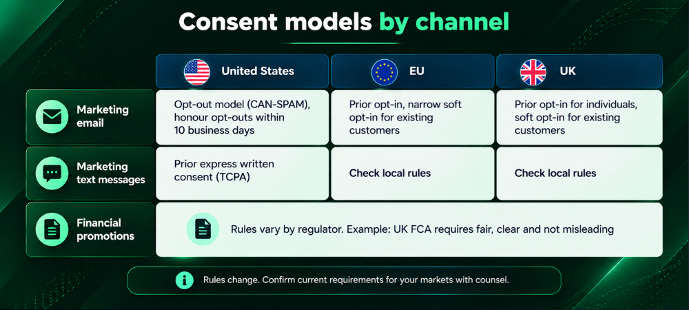 Consent models by channel